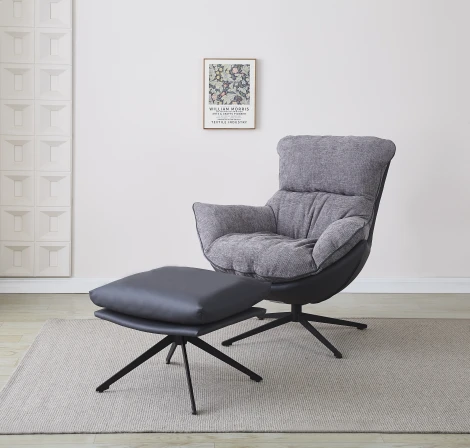 Кресло HUG тёмно-серый, экокожа, шенилл Bradexhome арт.FR 1015