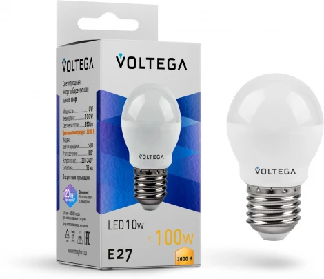Светодиодная лампа Simple Globe 10W 3000K E27 Voltega Globe 10W 7232
