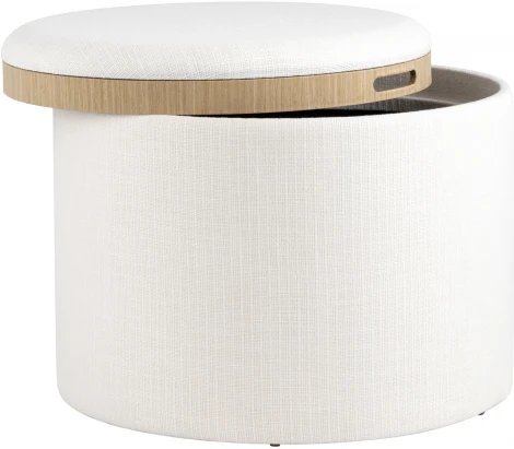 Пуф-столик с ящиком Хюгге L рогожка белый УТ000035343