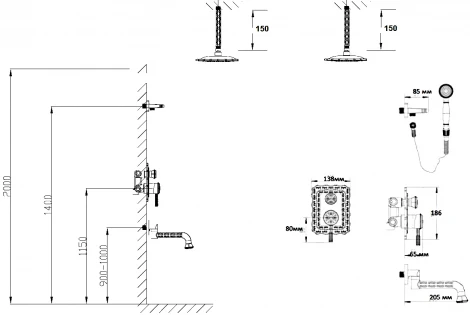 Душевой комплект Bronze de Luxe Windsor 10137/1R С ВНУТРЕННЕЙ ЧАСТЬЮ