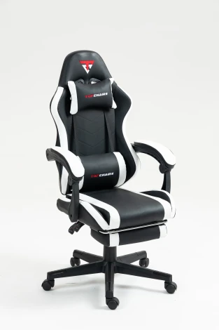 Кресло спортивное TopChairs Prophet с оттоманкой черно-белый арт.УТ000039480