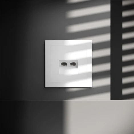 Розетка двойная Ethernet RJ-45 (белый матовый) Voltum S70 VLS060202