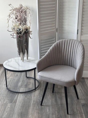 Стул ШЕЛЛ 360 град. поворот. цвет B22 Серый, велюр / черный каркас M-City 64760