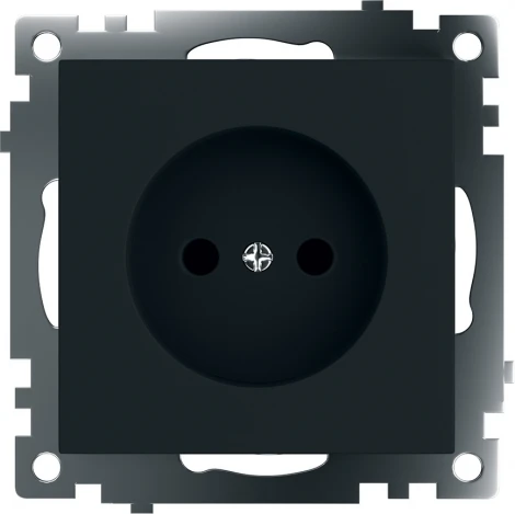 Розетка без заземления со шторками (черный) Stekker Катрин 39609