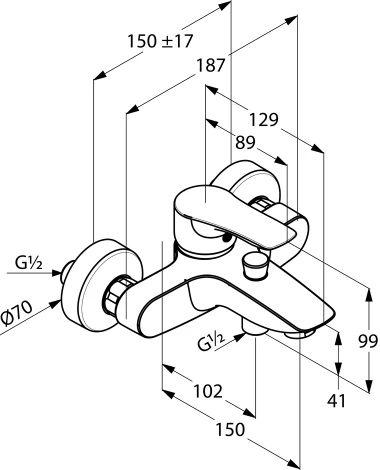 Смеситель Kludi TERCIO 384820575 для ванны с душем