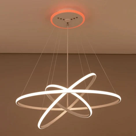 Умная подвесная люстра ярусная RGB Wi-Fi Неон Смарт CL731A090E Citilux (LED, 220V, умный дом - Алиса, Маруся, на тросе, кольцо)