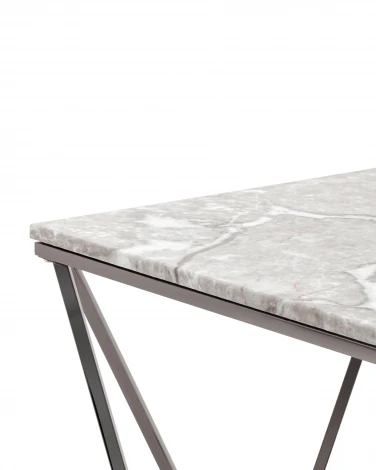 Журнальный столик Stool Group Авалон 61*61 серый мрамор сталь темный хром УТ000036334