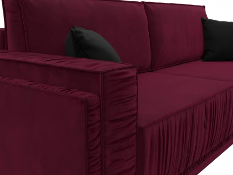 Диван прямой Лига-044 (Бордовый,Черный/Микровельвет) Лига Диванов арт.122257