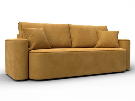 Диван прямой Лига-118 НПБ (ДСП,ЛДСП,Брус,Фанера,Велюр/Желтый) Лига Диванов 137067