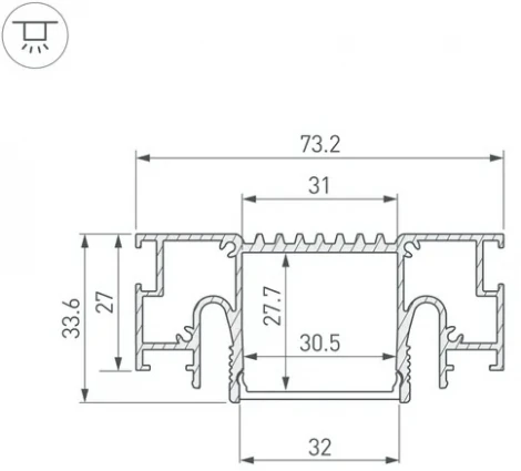 Профиль STRETCH-32-CEIL-CENTER-2000 WHITE (Arlight, Алюминий) 053526