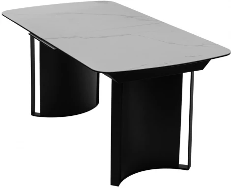 Стол RASMUS 160 TL-45 Белый мрамор, испанская керамика / черный каркас М-City