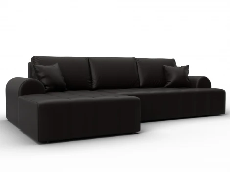 Диван угловой Лига-080 угол левый (ДСП/Пластик/Экокожа/Коричневый) Лига Диванов 134752L