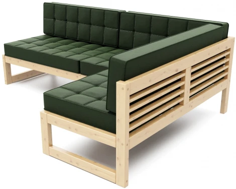 Диван Arsko угловой Сега У сосна велюр зеленый