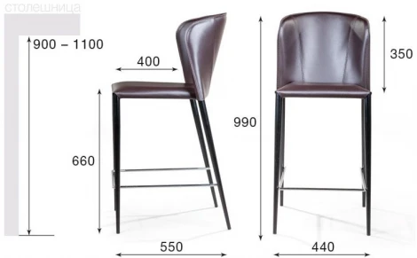 Стул полубарный Albert, кожа антрацит Top Concept ALBERT 2001000000234