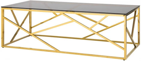 Журнальный стол Stool Group 120*60 АРТ ДЕКО стекло smoke сталь золото УТ000001967