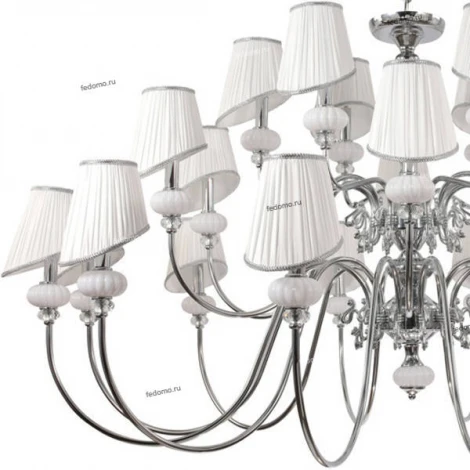 Люстра подвесная Crystal Lux Alma White, 24 плафона, хром с белым и прозрачным