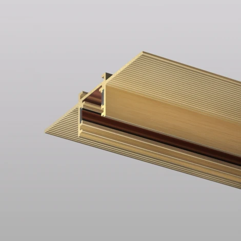 Шинопровод магнитный встраиваемый для ГКЛ 12,5мм, 2м, 48В DC, IP20, сатинированная латунь, алюминий Denkirs Shine Hide TR5702-SB