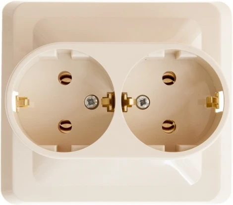Розетка встраиваемая двойная с заземлением (кремовый) Systeme Electric Этюд PC16-007K