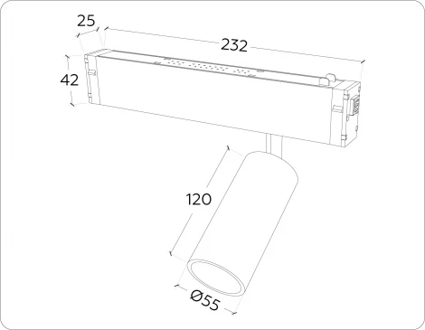 Трековый светильник магнитный светодиодный диммируемый Ambrella TRACK SYSTEM GL1221 (регулировка яркости, 220V, пульт управления, управление смартфоном, умный дом - LampSmart)