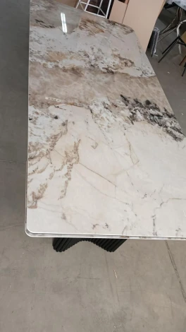 Стол АДАЖИО 240 (320) см цвет ПАНДОРА (PANDORA), керамика / Черный каркас M-City 64409