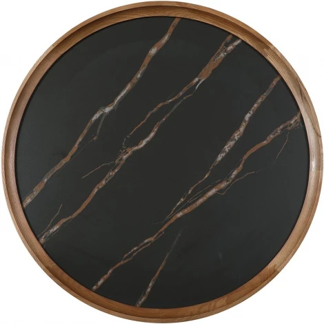 Стол журнальный ESF CT3059 (D60) черная керамика/орех/Керамика,Массив дерева