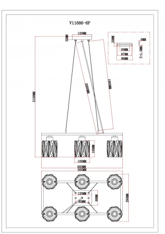 Подвесная люстра Moderli Prismique V11686-6P