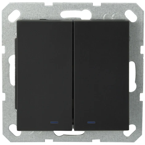 Выключатель двухклавишный перекрестный с подсветкой (черный матовый) Jasmart G-Classic G3023NPB