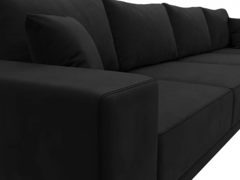 Диван прямой Льюес Лонг (Черный/Микровельвет) Лига Диванов арт.122394