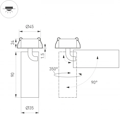 Встраиваемый точечный светильник SP-NUANCE-BUILT-FLAP-R35-7W Day4000 (WH, 36 deg, 230V) (Arlight, IP40 Металл) 049904 (LED)