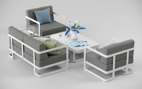 Комплект садовой мебели Виллино светло - серая, алюминий/стекло Gardenini LVLN.020400.S2