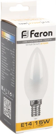Лампа светодиодная Feron 38255 LB-717 Свеча E14 15W 2700K