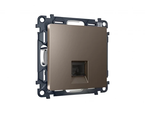 Комплект механизма Ethernet RJ-45 розетки экранированной с автоматической защитной шторкой встраиваемый (темная бронза матовый) Ambrella Volt QUANT MA642005