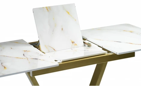 Стол на тумбе Woodville Бугун белый / золото 500006