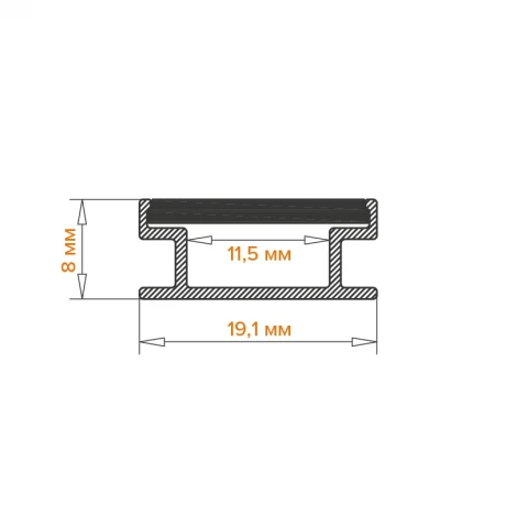Профиль алюминиевый напольный встраиваемый серый IP67 19х8х2000мм Wolta WAP WAP-I/F-19/8/2000-A