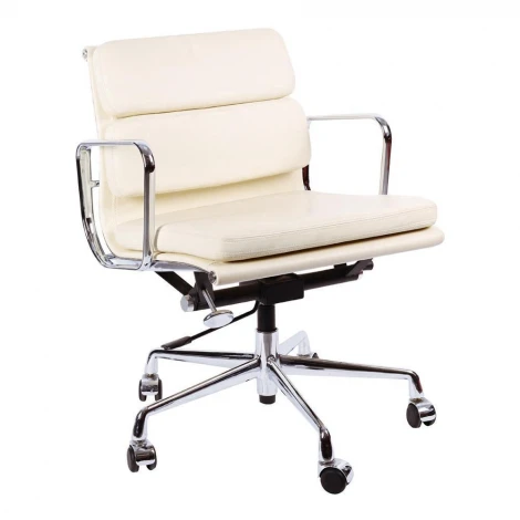 Кресло Eames Style Soft Pad Office Chair EA 217 Кремовая кожа