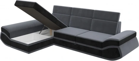 Диван угловой Лига-032 левый угол (Серый,Черный/Велюр) Лига Диванов арт.121647L