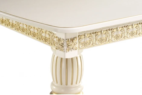 Деревянный стол Woodville Морнит 180(240)х100 слоновая кость / золото 515969