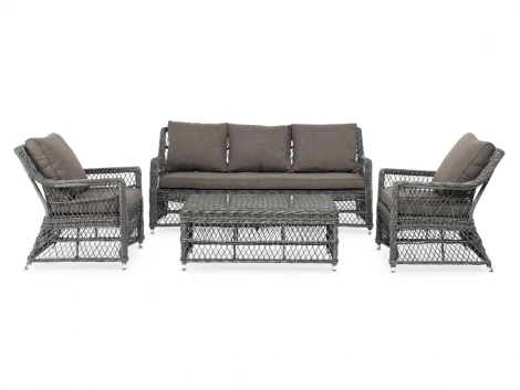 Лаунж-зона из искусственного ротанга, цвет графит 4SIS Гранд Латте GLS3C2T-4-SET graphite