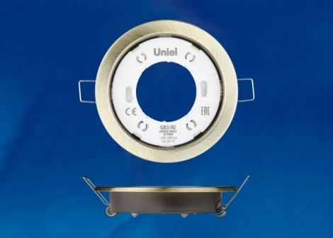 Встраиваемый точечный светильник Uniel GX53/H2 ANTIQUE BRASS 10 PROM (220V, круглые)
