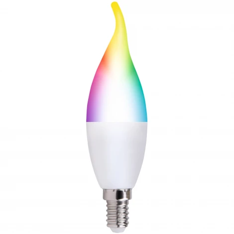 Умная лампа светодиодная Wi-Fi Bluetooth, диммируемая, матовая, 2700-6500K+RGB, Голосовое управление приложение UnielSmart Uniel LED-CW37-5W/RGBW/E14/230V/WF/FR PLS80WH