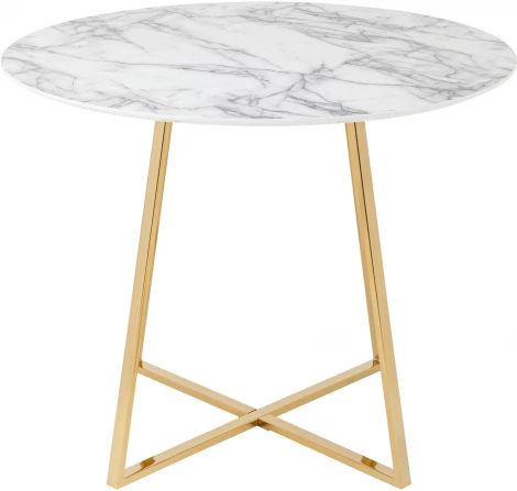 Стол обеденный Stool Group Дакота 100*100 белый мрамор ножки золото УТ000036110