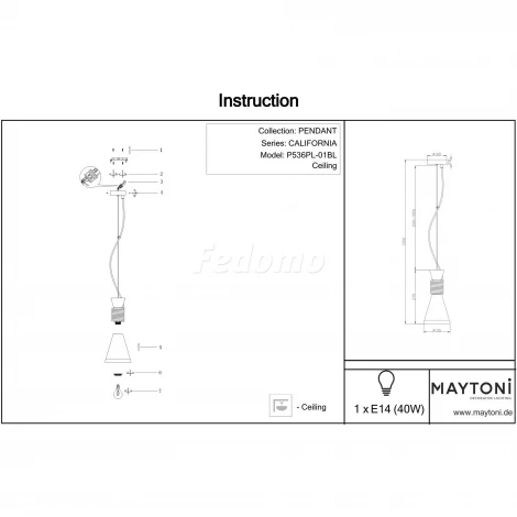 Подвесной светильник Maytoni California P536PL-01BL