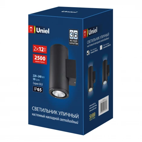 Архитектурная подсветка 2700K Uniel ULU-S22D-2x12W/2700K IP65 BLACK