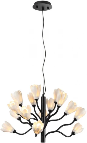 Подвесная люстра Odeon Light Gardi 5090/15 черный матовый/белый/фарфор G4 LED 15*5W (220V, на тросе, цветы)