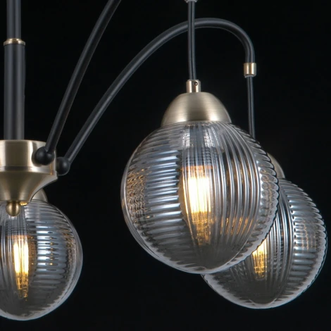 Потолочная люстра на штанге ILLUMICO IL0433-5PSQ-79 BK AB (220V, шар)