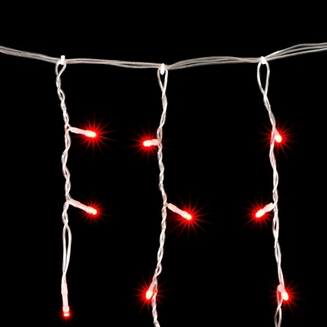 Гирлянда Бахрома 3,1 x 0,5 м Красная 220В, 150 LED, Провод Прозрачный ПВХ, IP54