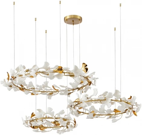 Подвесной светильник Kink Light Сири 07868-100+80+60P,36 (220V, на тросе, цветы, листья, кольцо)