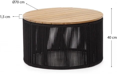 Dandara Журнальный столик из стали и черного шнура 70 см La Forma (ex Julia Grup) арт.193422