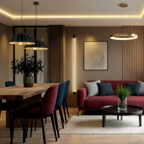 Подвесной светильник светододный Denkirs Raydia DK6273-SG 60 Вт 3000–4000К металл+акрил, матовое золото