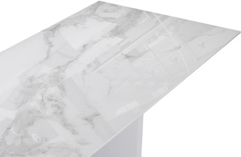 Стеклянный стол Woodville Монерон 200(260)х100х77 белый мрамор / белый 553541